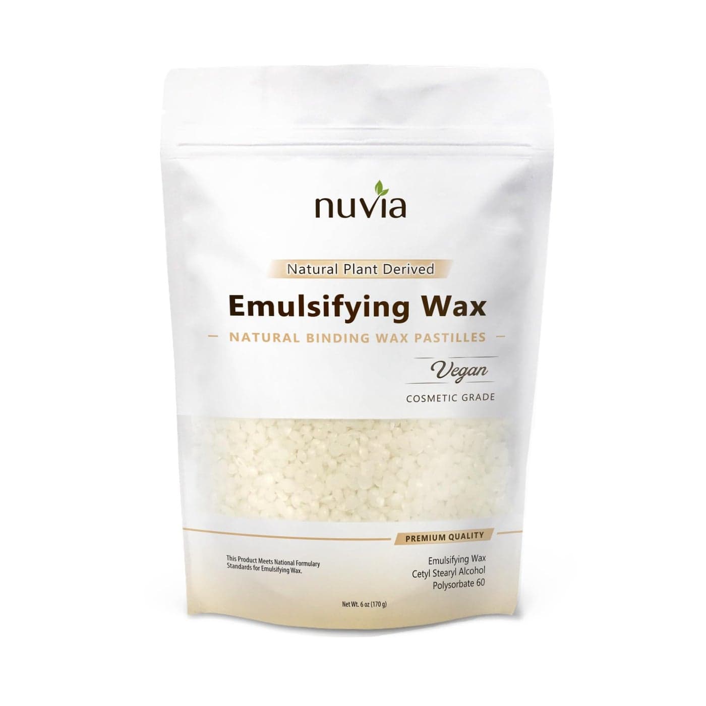 Nuvia Organics Emulsifying Wax 100 Natural Plant Derived NF Cosmetic Food Grade 6oz