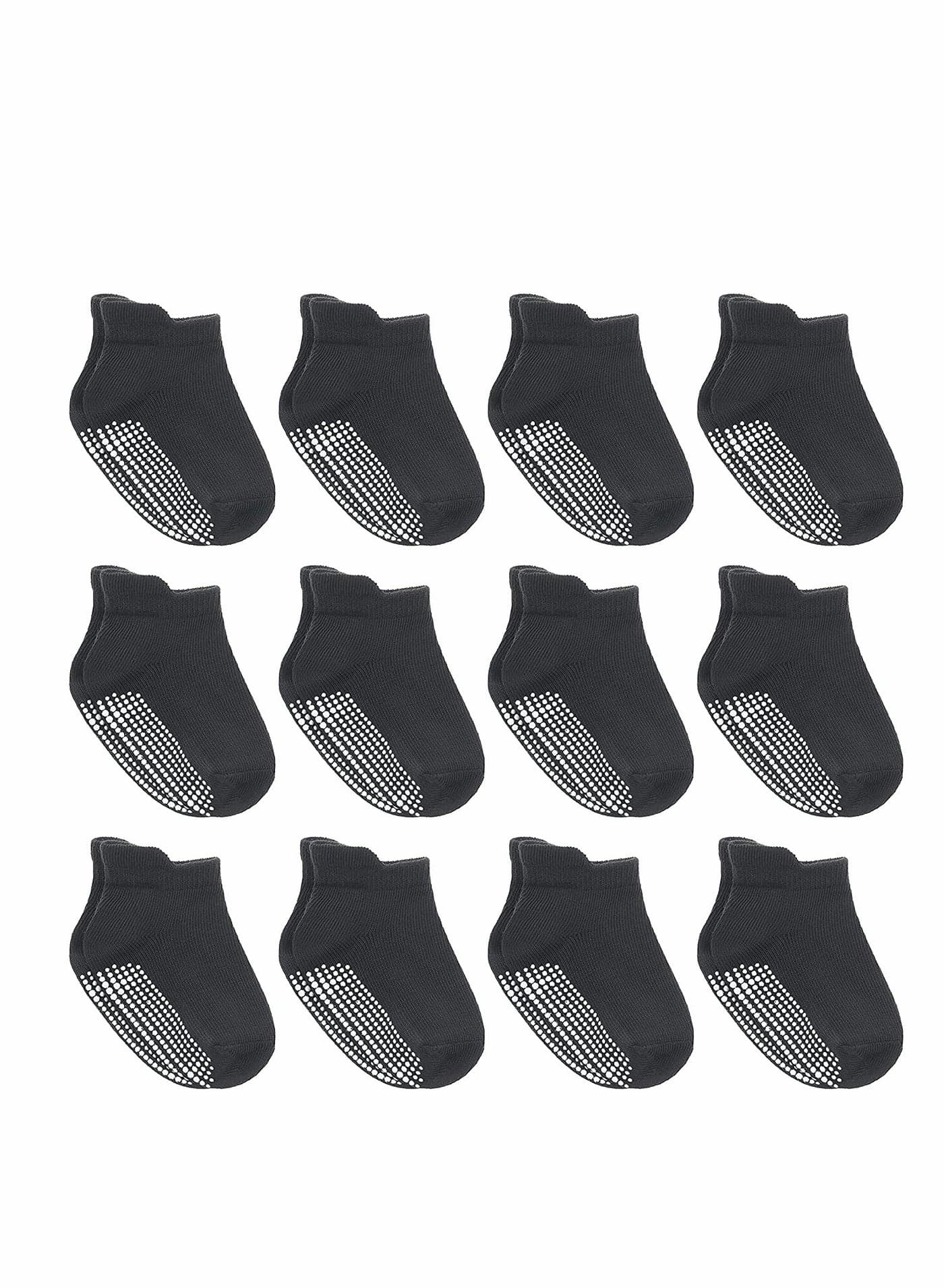 Non Slip Toddler Socks, Anti Skid Athletic Socks with Grip, for Toddlers Boys or Girls, Anti-Slip Ankle Socks for Infants and Kids(12 Pairs)
