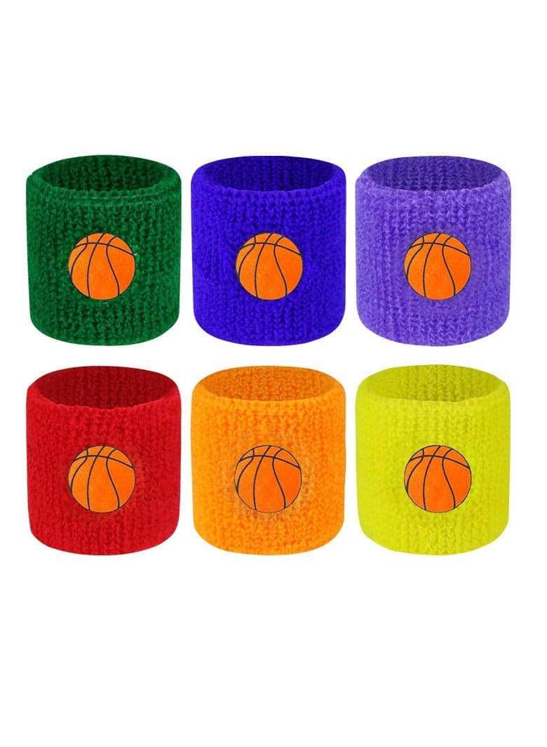 6 Pack Sports Wristbands for Kids: Colorful Wristbands Sweat-Proof Wristbands, Sports Party Gifts, Sports Wristbands Fitness Sports Protective Gear