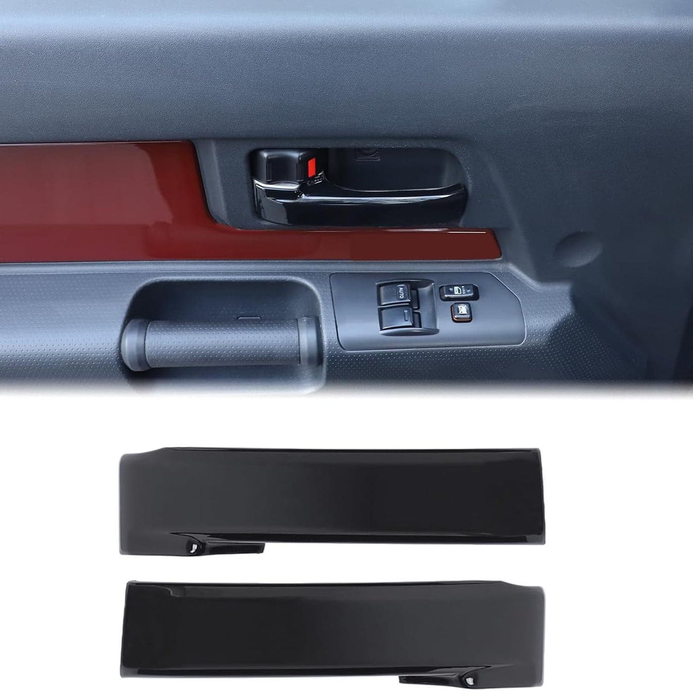 Aunginsy Inner Door Handle Switch Panel Trim Cover for Toyota FJ Cruiser 2007-2021 - Piano Black (2Pcs)
