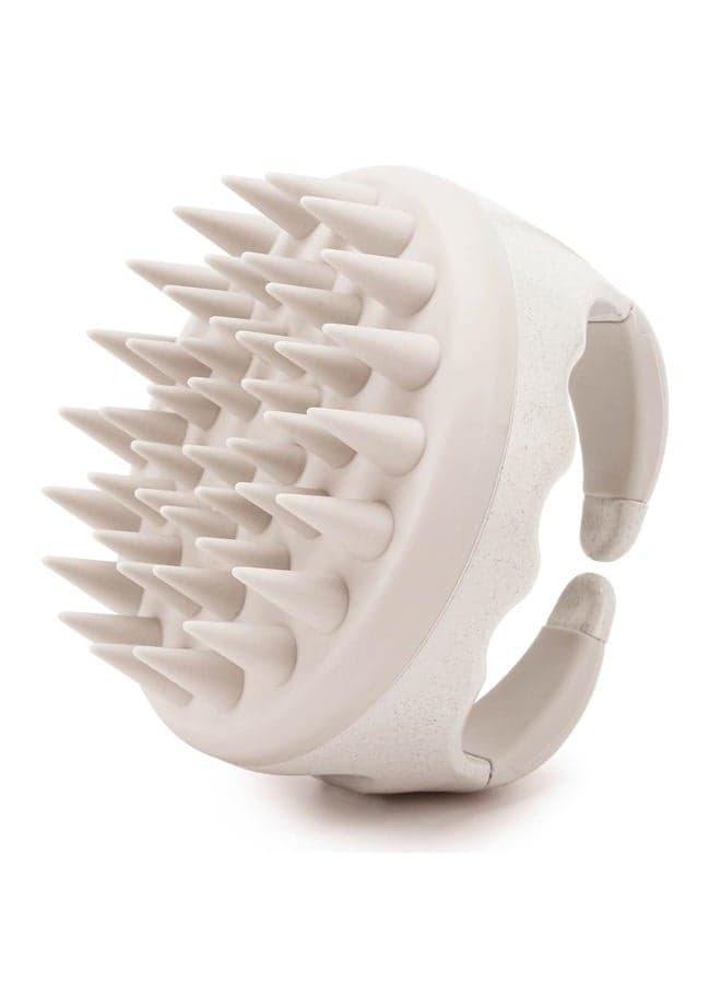 Hair Scalp Massager Shampoo Brush Hair Scrubber Scalp Shampoo Brushes Hair Washing Brush Silicone Scalp Exfoliator for Dandruff Removal- Beige