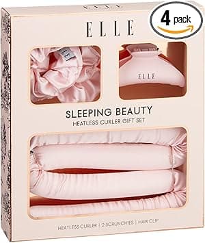 New Pink Sleeping Beauty Set Perfect Curls in The Morning Without Any Heat Damage Includes Heatless Curler Scrunchies and Hair Clip Great as a Gift for Friends or Family A47