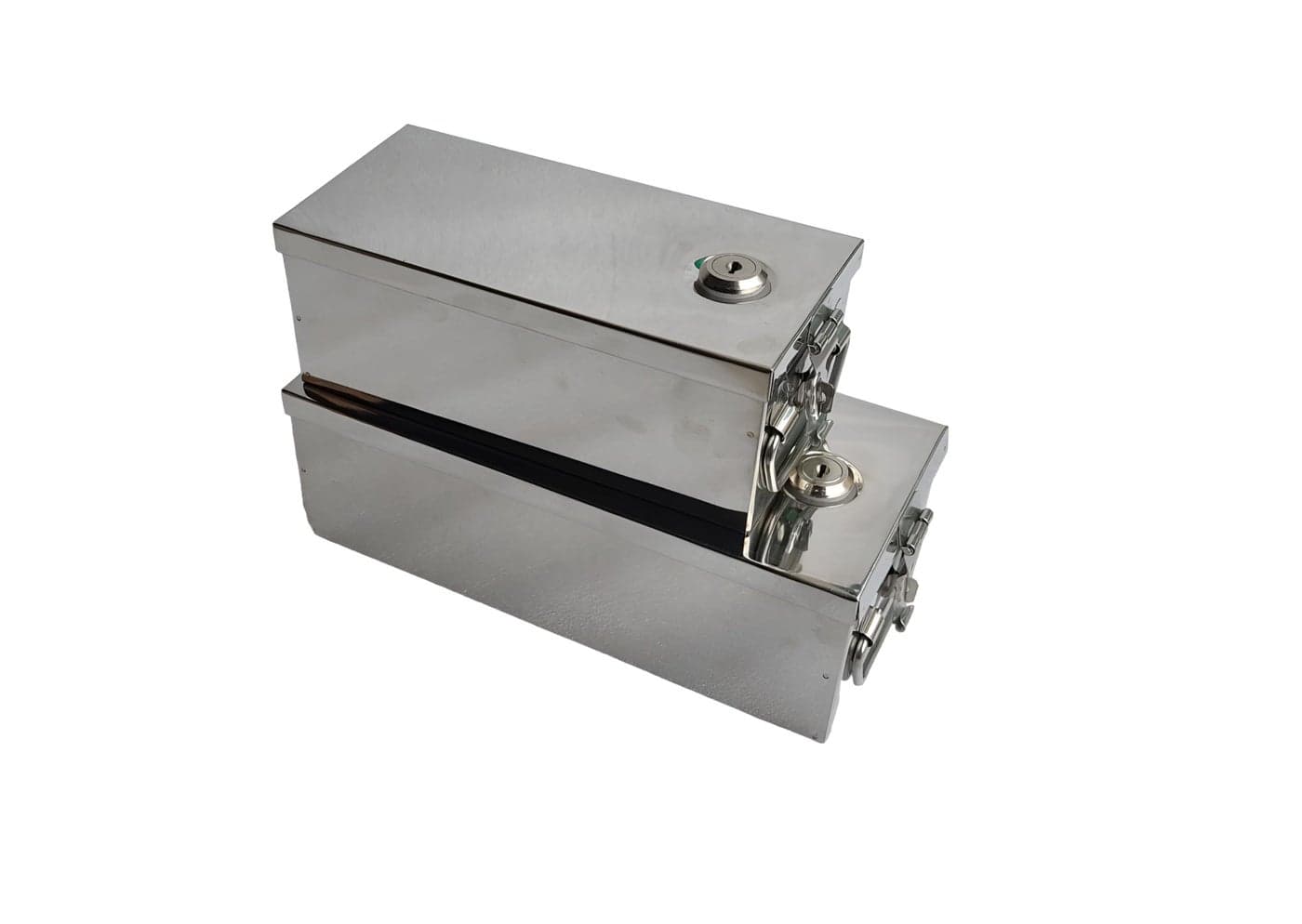 Ginoset® Stainless Steel safe Locker Boxes Jewellery Boxes Cash Peti Set (Multi_Pack of 2) Size - 8 Inch, 10 Inch (With Pre fited Lock & 2 Key)
