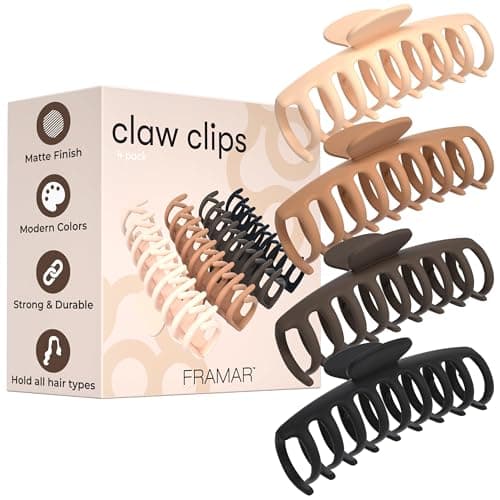 FRAMAR Extra Large Claw Clips For Thick Hair Hair Claws Pack Large Hair Clips For Thick Hair Claw Clip Pack Hairclips Hairclips For Women Ganchos Para El Cabello Non Slip Matte Finish