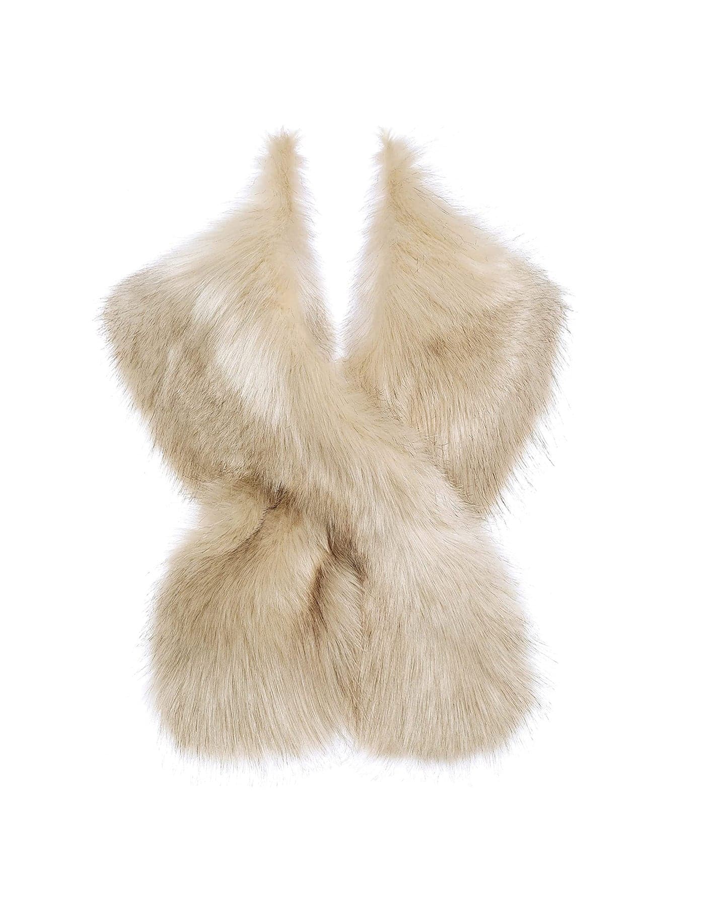 BABEYOND Womens Faux Fur Collar Shawl Faux Fur Scarf Wrap Evening Cape for Winter Coat 47.2" (Light Khaki)