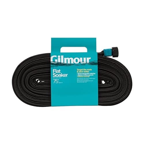 Gilmour 75 Black Flat Weeper Soaker Hose for Garden Beds Drip Irrigation Outdoor Hose Flexible Garden Hose for Vegetable Gardens Flower Beds Lawns and Orchards