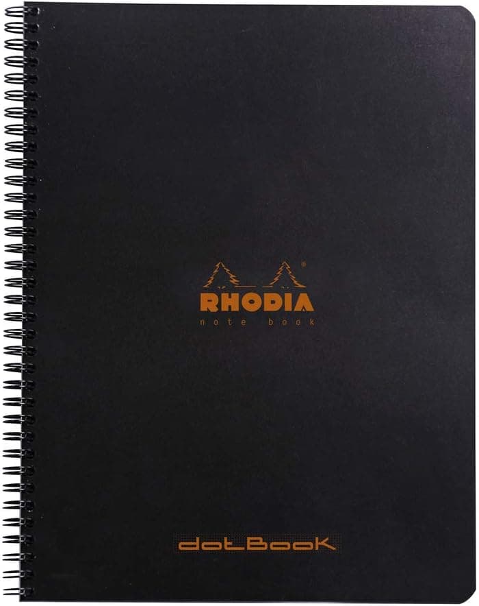 RHODIA 193039C Spiral Notebook Full Bound Notebook Black A4 Dot Dot 160 Detachable Pages White Clairefontaine Paper 80 gm Soft and Resistant Cover Classic