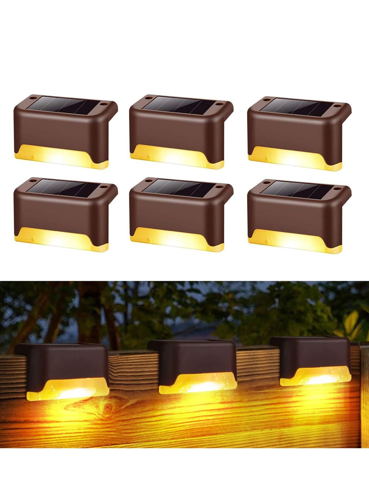 Fence Post Solar Lights, Weatherproof LED Deck Lights Solar Powered Outdoor Lights, Solar Deck Lights for Garden, Patio, Garden, Walkways, Patio Pool Stairs Step and Pathway (Warm White)