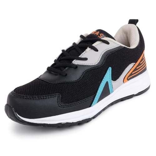 TRASE Kids Boys Sports Shoes | Running, Walking, All Day Casual Wear with Lace-Up Design (Black, 13C UK)