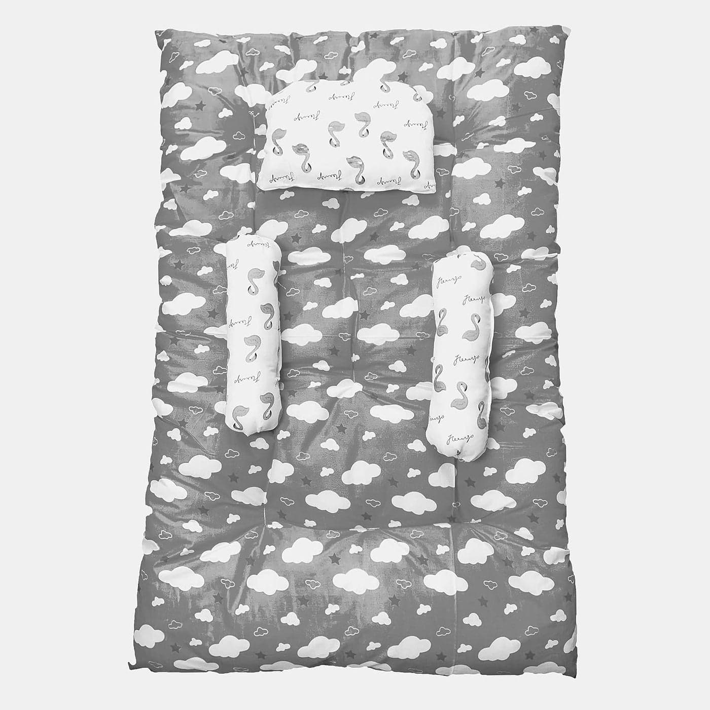 Kids Charm Baby Sleeping CloudMini Portable 2 in 1 for 0 to 4 Months New Born Baby Baby Sleeping Bed Cotton PillowGrey