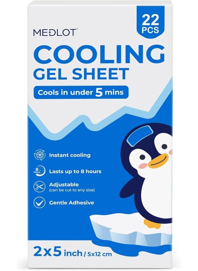 LotFancy Fever Patch for Kids, 22 Sheets, Fever Reducer, Baby Cooling Pads, Gel Cool Patch for Fever, Headache Relief, 4.7 x2 Inch