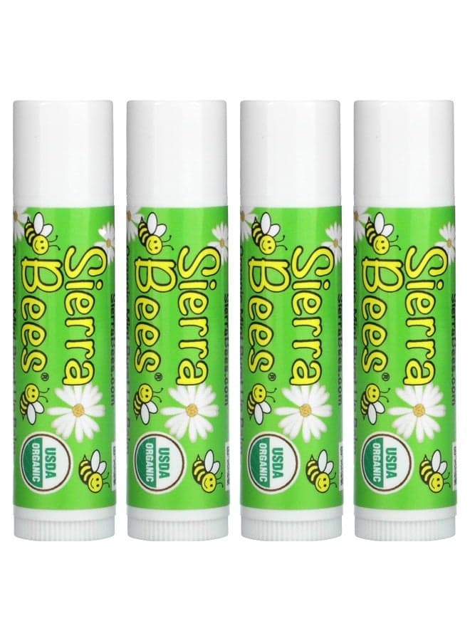 Organic Lip Balms, Mint Burst, 4 Pack, 15 oz (4.25 g) Each, Sierra Bees