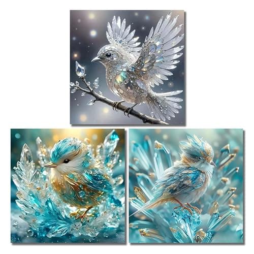 NEGEKFKX 3 Pack Hummingbird Diamond Art Kits for Adults BeginnersDiamond Painting Kits for Adults5D Full Drill DIY Diamond Dot Gem Art Kit Wall Home Decor Arts Craft 12x12 inch