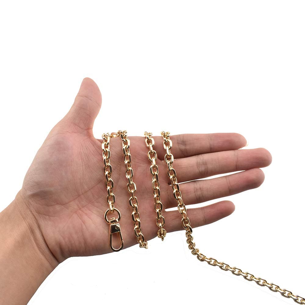 HAHIYO Mini Pochette Purse Chain Strap Thin Wide 6mm for LV Length 236 inches Thick 2mm Shiny Gold for Shoulder Cross Body Sling Handbag Wallet Clutch Comfortable Flat Metal Strap 1 Pack