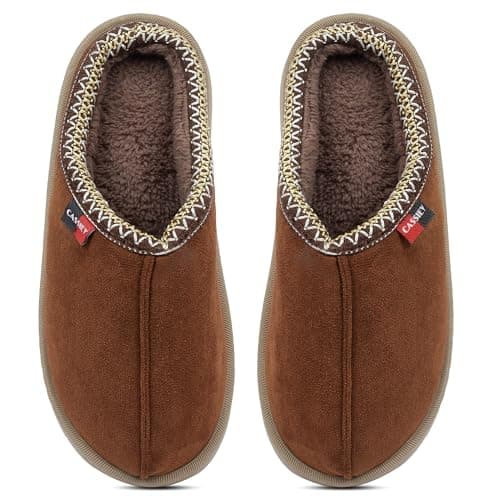 CASSIEY Womens Slip On Faux Fur Winter Slippers Thickened Sole for Indoor and Outdoor- Brown