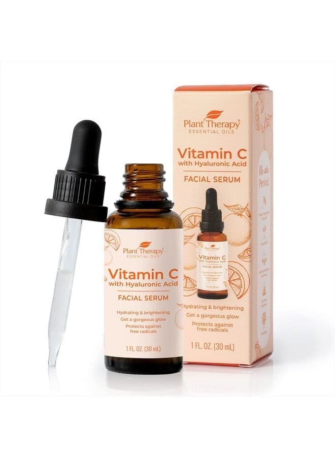 Vitamin C Face Serum & Hyaluronic Acid, Anti-Aging Serum with Ferulic Acid, Vitamin E, Brightening Serum for Fine Lines & Wrinkles, 1 oz