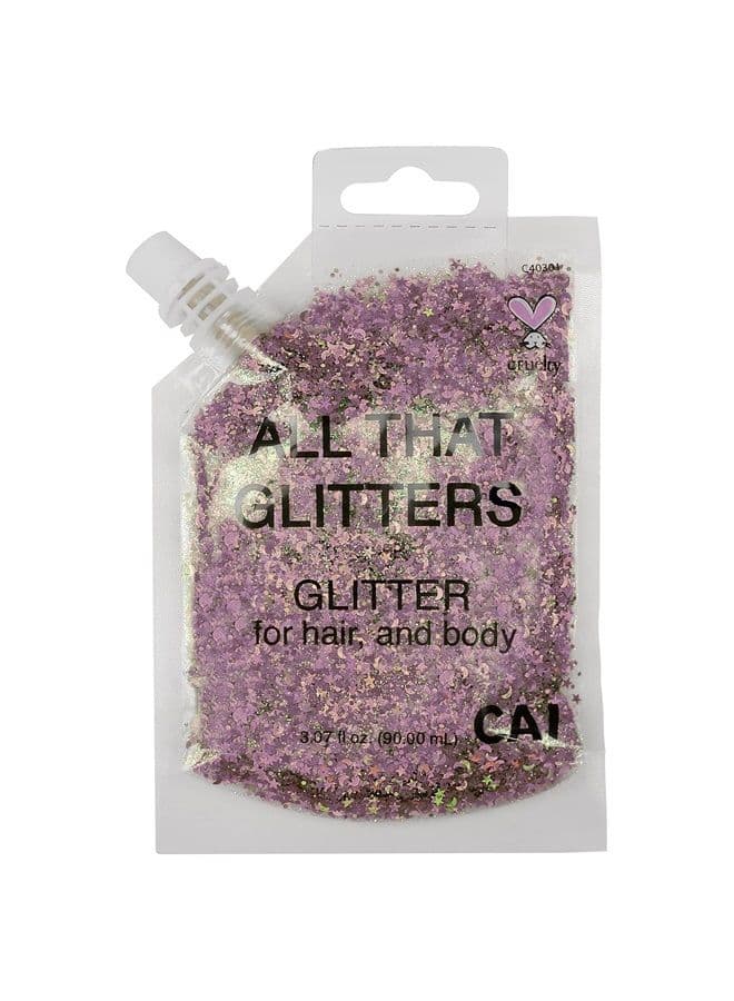 Pink Glitter | Easy to Apply, Easy to Remove Chunky Glitter for Body, Face and Hair | Bag Pouch | Holographic Cosmetic Grade Glamour