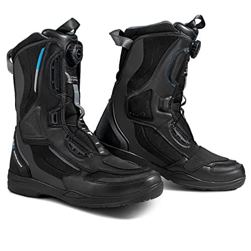 SHIMA STRATO WP, Waterproof Motorcycle Boots for Men - Vented, Reinforced Lightweight Long Biker Riding Boots with ATOP Fast-Closure System, Ankle Protection, Non-slip Sole (Black, 8,5)