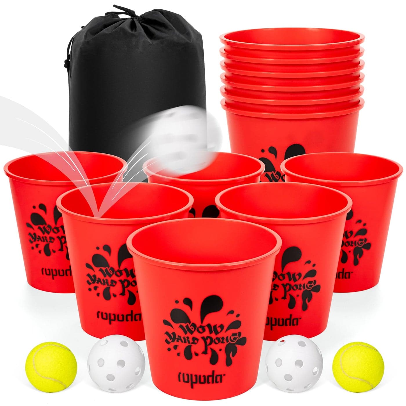 ropoda Giant Yard PongYard Games with Durable Buckets and Balls Choose Red Large XL or Green Glow in The Dark Outdoor Game with Carry Bag for The BeachLawn Great Gift Choice for Families