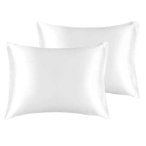 BEDELITE Satin Pillowcase for Hair and Skin, Super Soft and Cooling Similar to Silk Pillow Cases 2 Pack with Envelope Closure, Gift for Women Men(13"x18" Toddler Size, White)