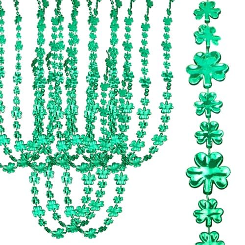 Windy City Novelties 12 Pack- 33" 12mm Mardi Gras Bead Necklaces (Green Shamrocks)