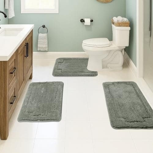 CNNJ Bath Rugs Set 3 Pieces Bathroom Mat Soft Absorbent Plush Shaggy Soft Floor Non Slip Shower Bath Tub Machine Washable