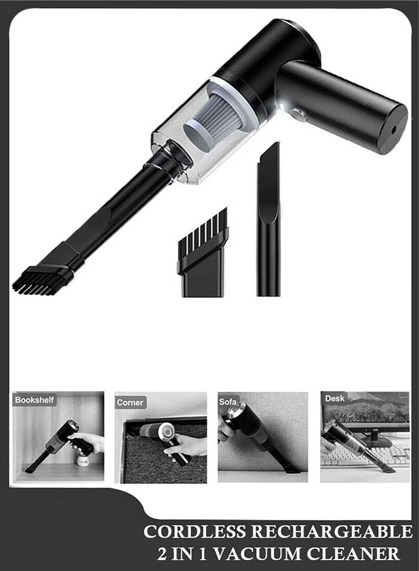 3 in 1 Car and Home Mini Portable Cordless Rechargeable 120W Super Suction Vacuum Cleaner