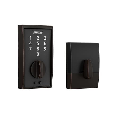 Schlage BE375 CEN 716 Touch Century Deadbolt, Electronic Keyless Entry Lock, Aged Bronze