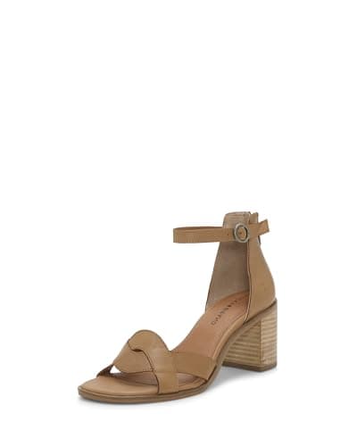Lucky Brand Women's Sarwa Ankle Strap Sandal Heeled, Latte, 7.5