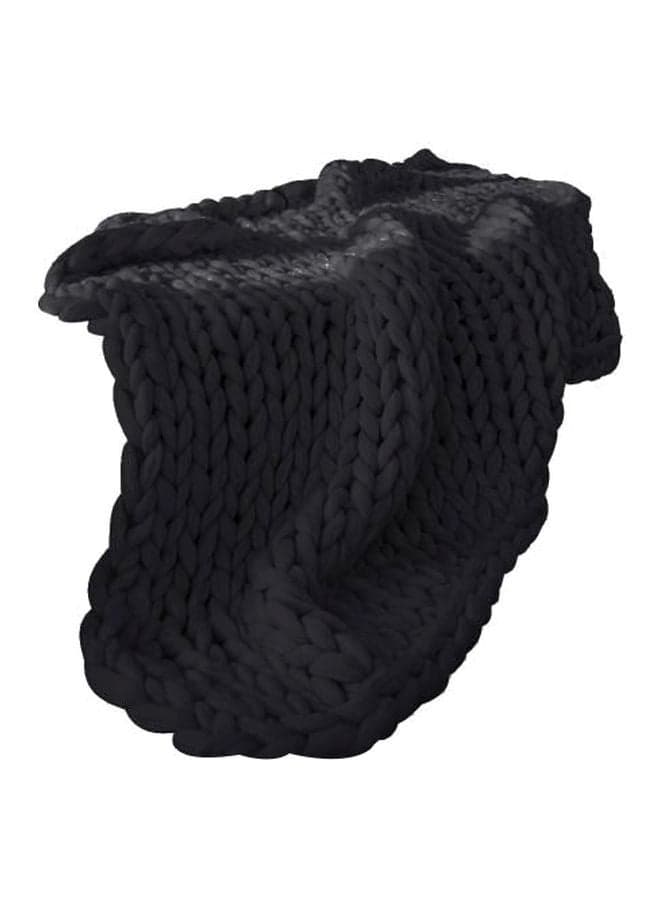 Knitted Blanket Polyester Black 60 x 60centimeter