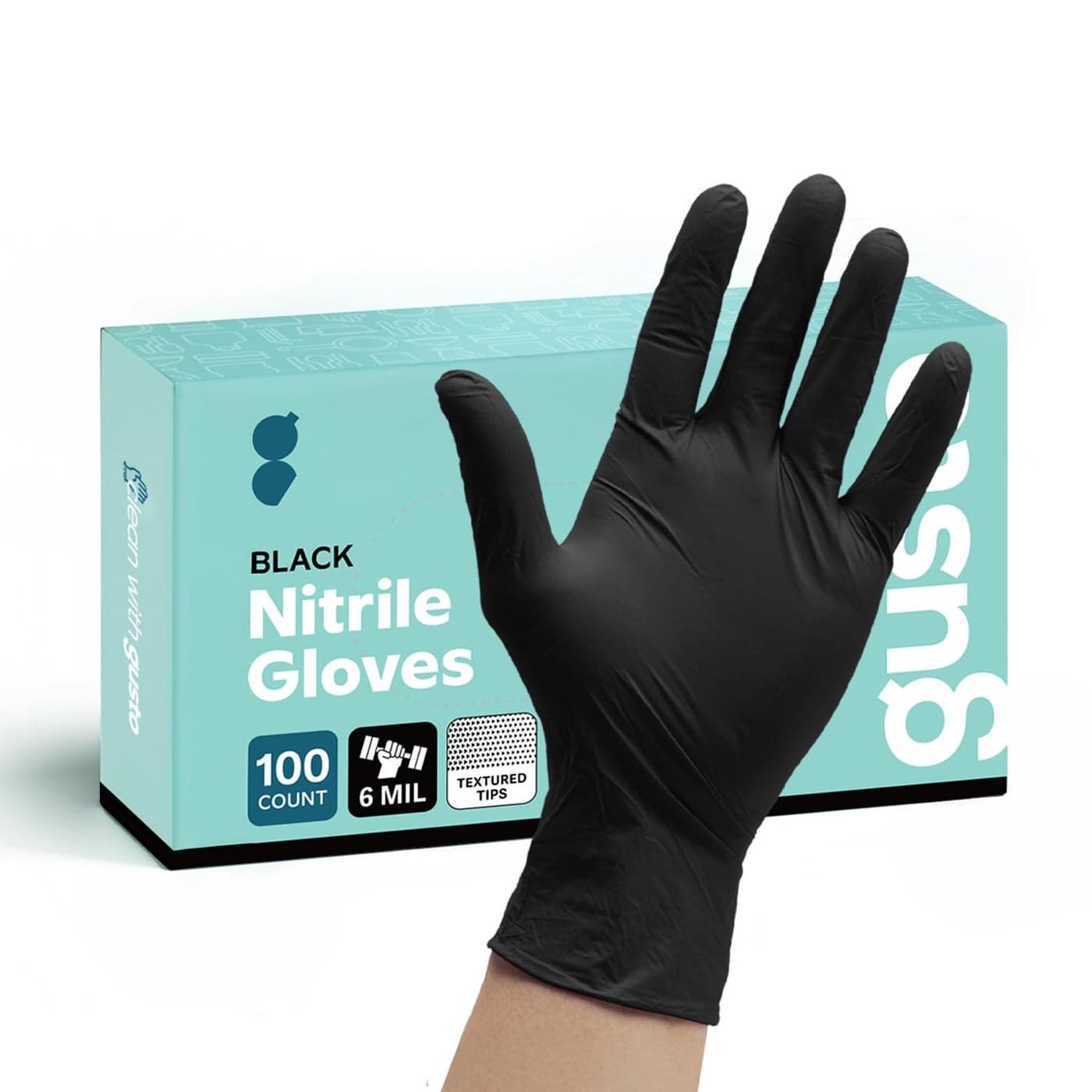 Comfy Package GUSTO Black Nitrile Gloves 100 Count 6 Mil HEAVY DUTY Disposable Gloves for Food Prep Cooking Tattoo Cleaning LatexFree PowderFree Textured Fingertips Small Formerly