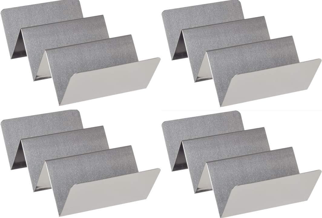 Set of 4 Metal Taco Holders Stainless Steel Taco Trays Dishwasher Oven and Grill Safe Great for Sandwiches and Hotdogs too 4
