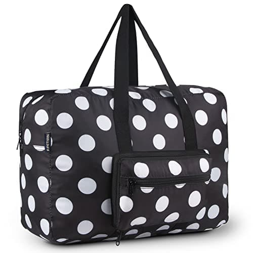 F.FETIVIN Weekender Bag Carry On Travel Duffle Medium Overnight Bag for Women(Black Dot)