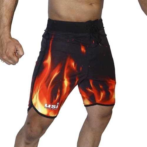 USI UNIVERSAL Men's All-Season Sports Shorts, Polyester Elastane Construction, Hook Loop Fly, Mid Rise, Black, Size S