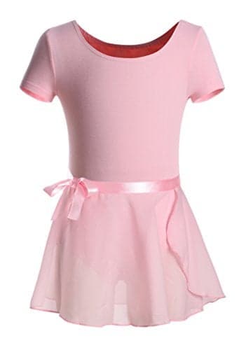 DANSHOW Girls Short Sleeve Leotard with Skirt Kids Dance Ballet Tutu Dresses(3027-L-08)