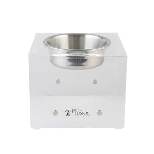 PetFusion Elevated Dog & Cat Bowls, 8" x 8" x 4", Stainless Steel & Acrylic, Mix & Match, 12 Month Warranty