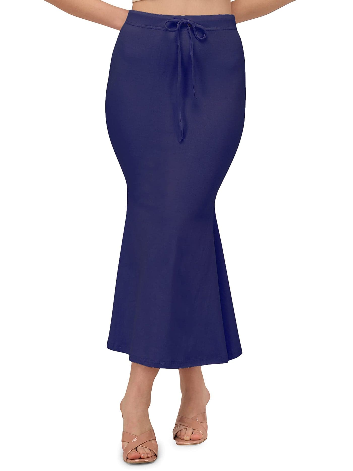 Mehrang Stretchable Saree Shapewear Petticoat for Women, Cotton Blended,Petticoat,Skirts for Women,Shape Wear Dress for Saree Navy