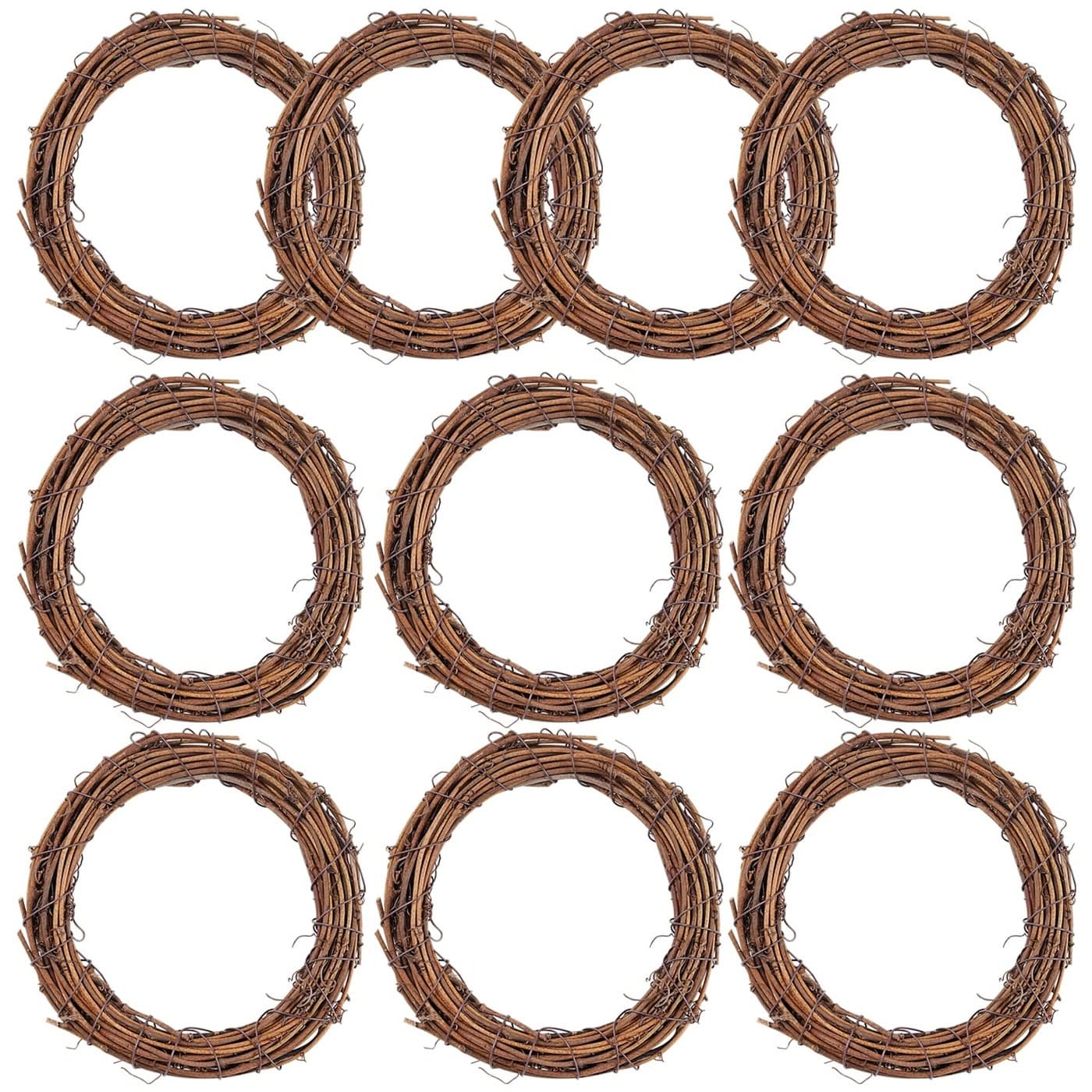 Grapevine Wreath Set Marrywindix 10 Pieces Natural Vine Branch Wreath Christmas DIY Rattan Wreath Garland for Christmas Holiday Craft Wedding Decor 6 in