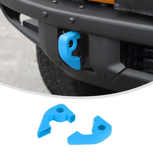 Linskip for Modular Steel Bumper Tow Hook Covers Fit for 2021 2022 2023 2024 2025 Ford Bronco Accessories, Tow Hook Rubber Sleeve Protectors for Bronco Raptor Accessories(Baby Blue)