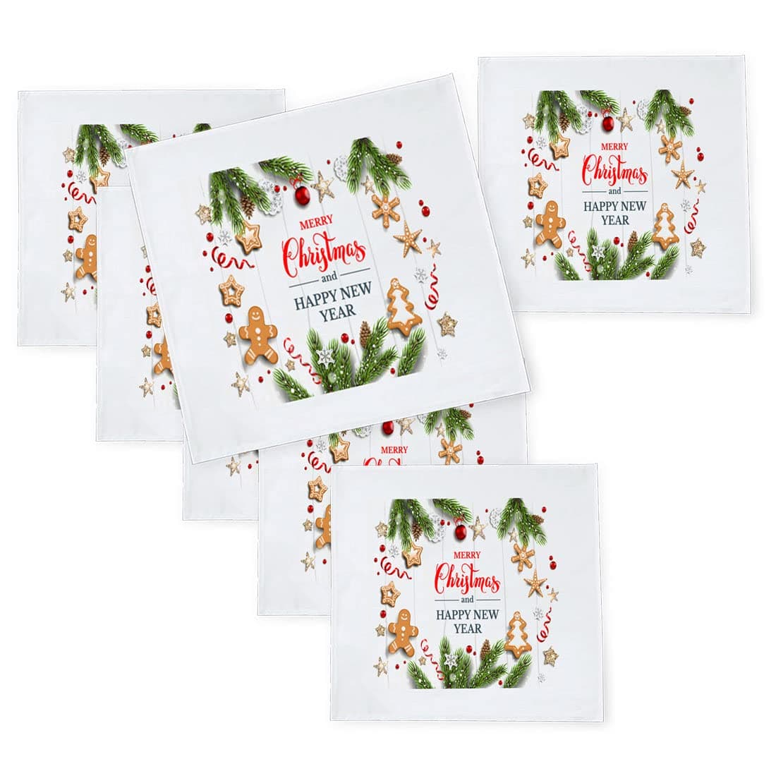 Khakee 6 Pcs Christmas Theme Silk Table Napkins 10x 10 for Xmas Decoration Christmas OrnamentsChristmas Giftxmas21175