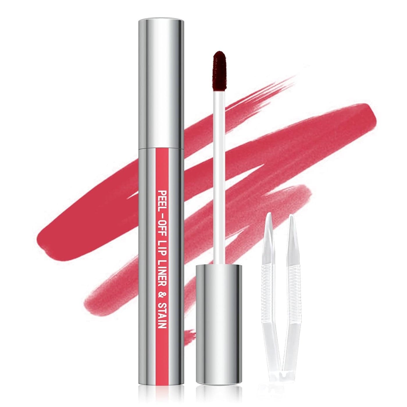 Cilrofelr Peel Off Lip Liner Stain Long Wear Tattoo Lip Liner with Tweezer Peel Off Lip Stain with Matte Finish Long Lasting Waterproof Transferproof Highly Pigmented Color Rose