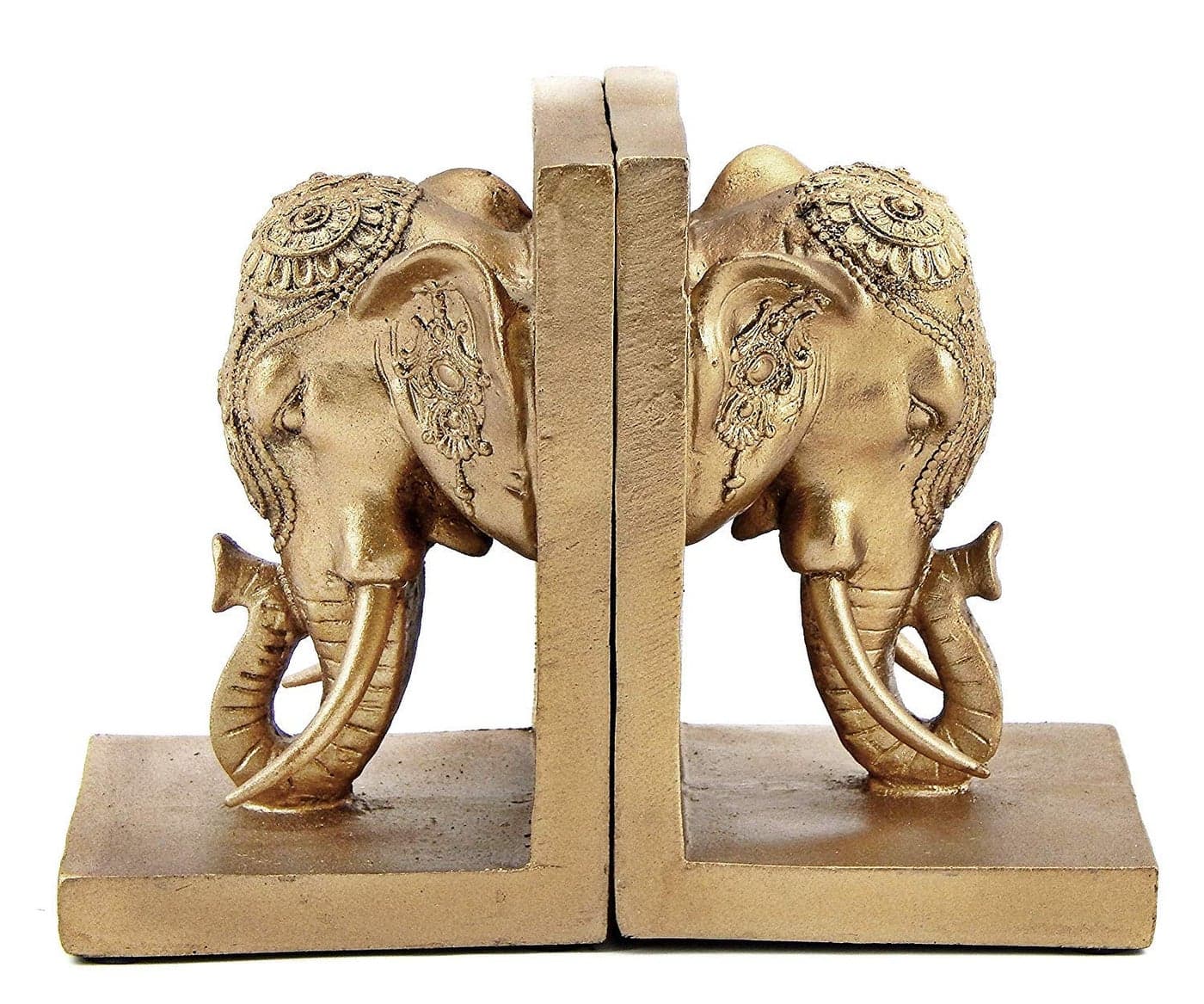 Bellaa 21817 Bookends Elephant Head Bookshelf Decor 7 inch