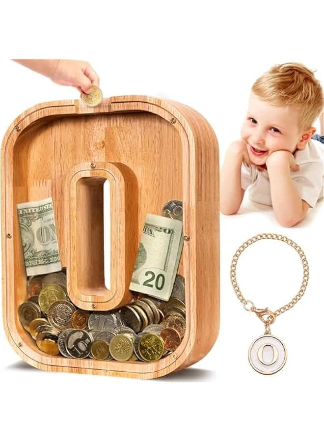 SummiDate Wooden Letter gy Bank| gy Bank for Boys Girls Toddler| Alphabet O Money Bank| Coin Bank Birthday Gift for Kids|Birthday Gift for Kids (O)