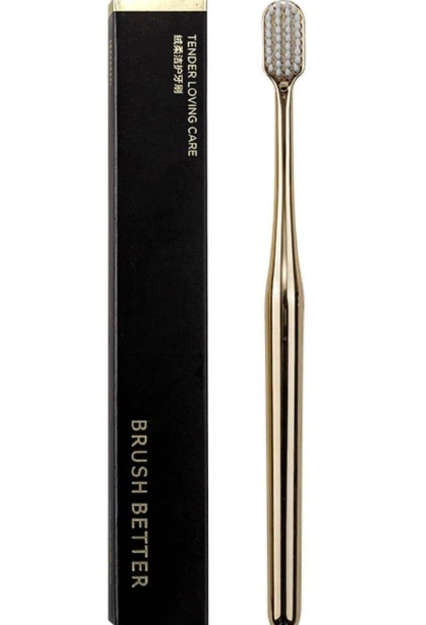 Gold Color Toothbrush, Soft Bristles Toothbrush, Home Hospitality Travel Toothbrushes, Luxury Plated Gold Color Manual Toothbrushes, Small Head Toothbrushes, Deep Cleaning, for Adults