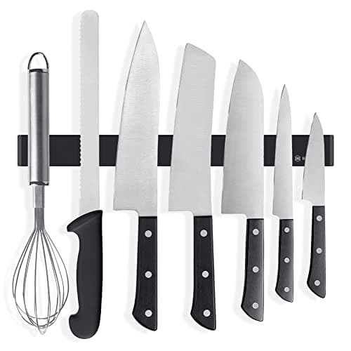 Rich&Ray Magnetic Knife Strip No Drilling, Kitchen Knife Magnetic Holder for Wall, Kitchen Accessories Organizer Bar or Used in Organizing Tools (Stainless Steel-12 inch, Black)