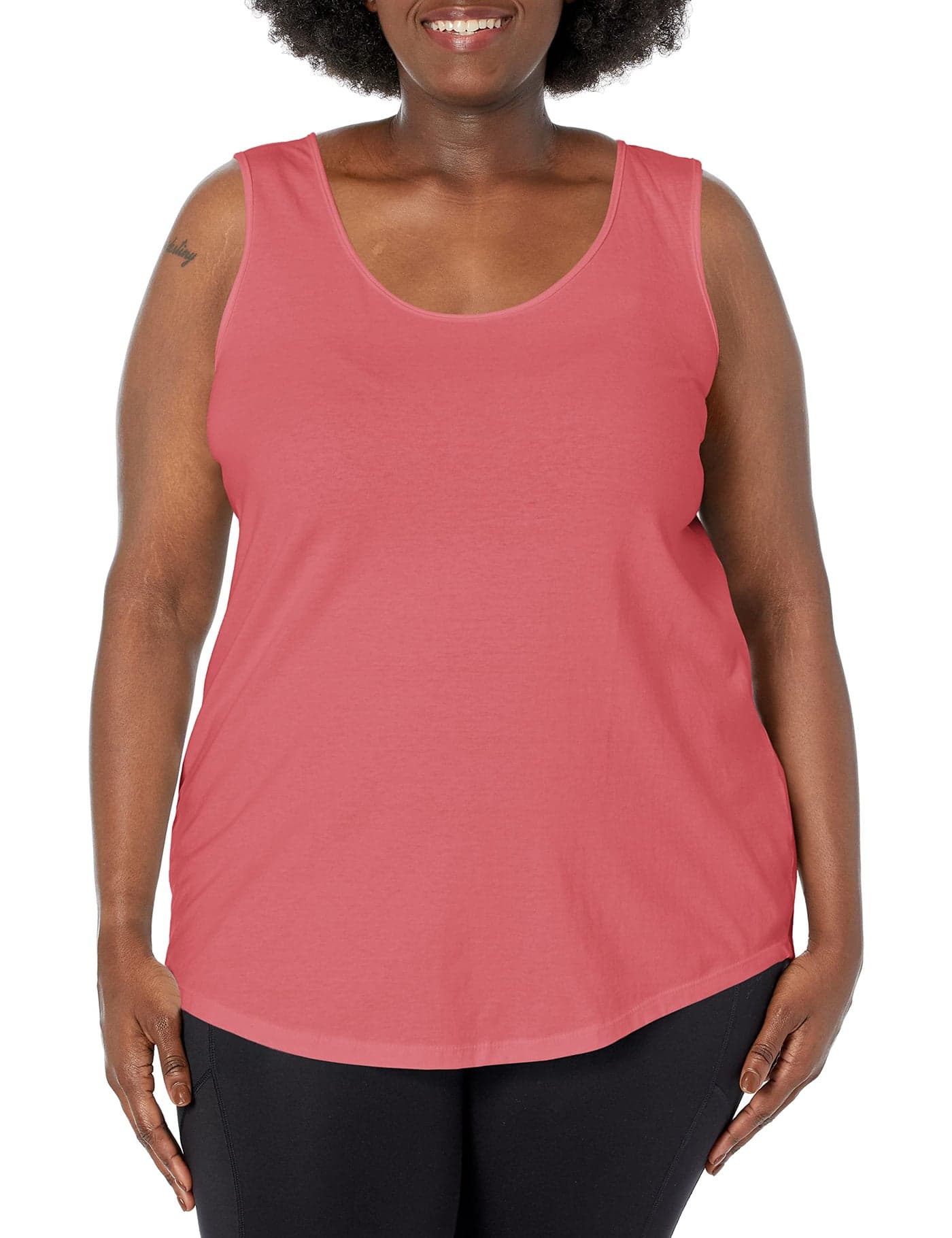 Just My Size Women's Plus-SizeJersey Shirttail Hem Tank TopBRINY PINK,1X