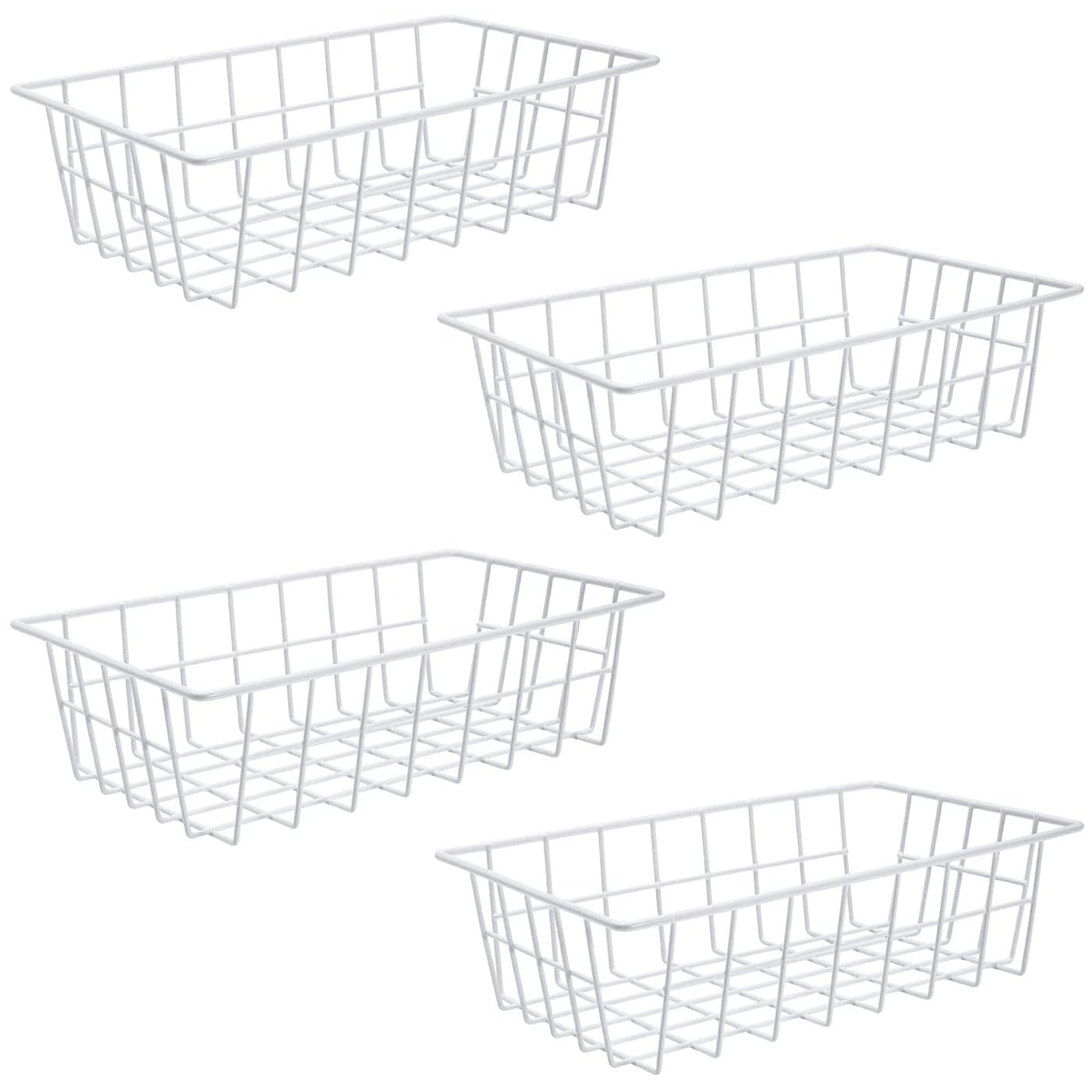 Orgneas Freezer Organizer Bins Metal Wire Storage Baskets for Upright Refrigerator Chest Freezer Kitchen Pantry Storage and Organization for Fruit Vegetable Soda Cans Toys and Snacks Set of 4