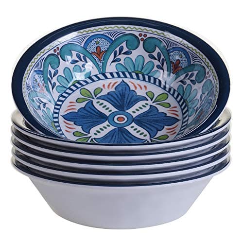 Certified International Talavera All Purpose Melamine Bowl, 7.5" x 2", Set of 6, 7.5x2 Inches, Multicolor, 14oz