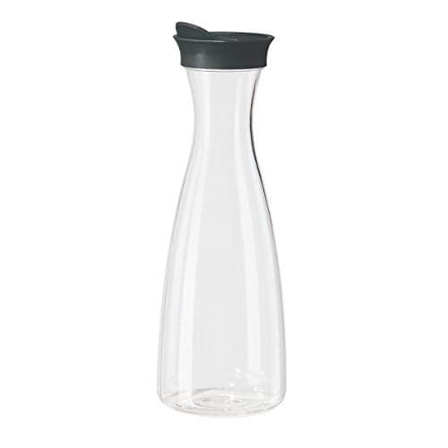 OGGI Clear Carafe w/Flip Open Lid - Ideal Juice Bottle, Clear Pitcher with Lid, Tea Pitcher, Water Carafe, 1.6 Lt(54Oz), Black