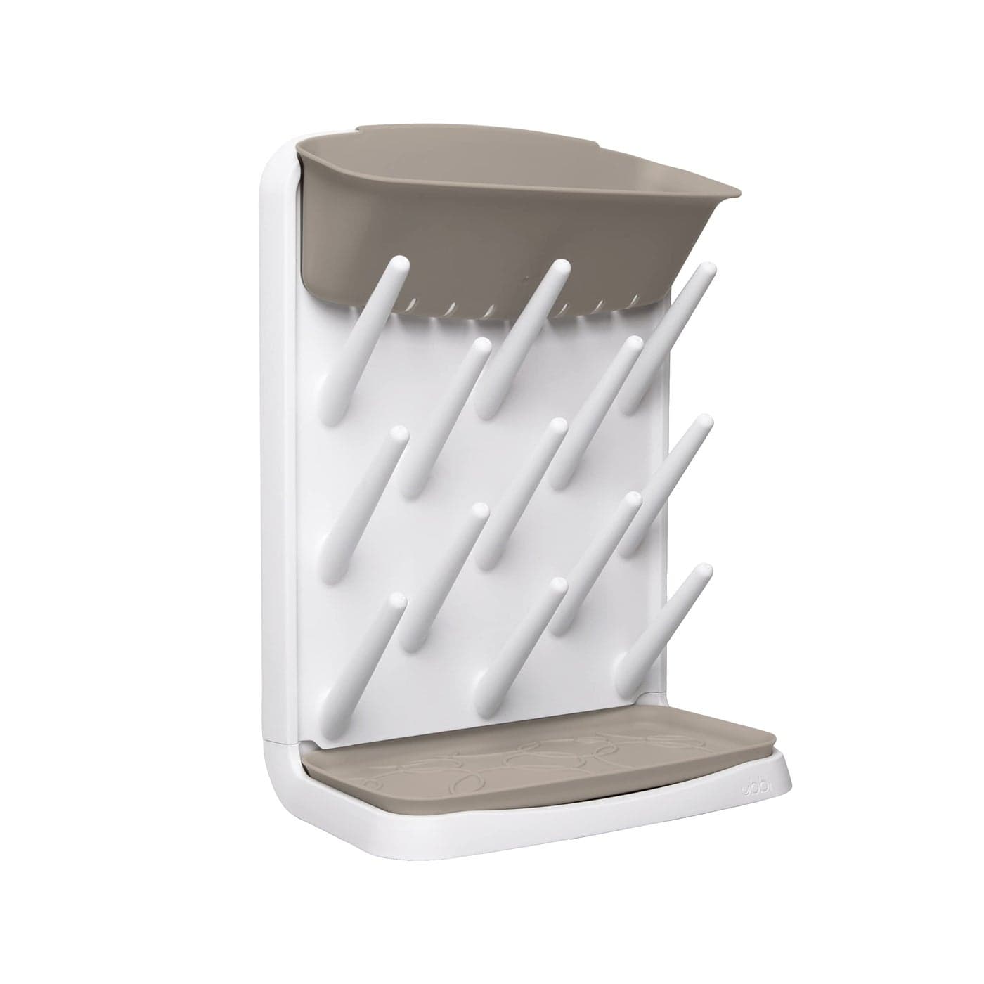 Ubbi Vertical Baby Bottle Drying Rack Space Saving Countertop Drying Rack Baby Accessory Taupe